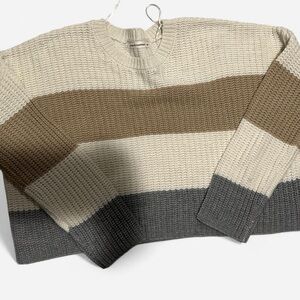 moon & madison Cream Waffle Knit Crewneck Sweater